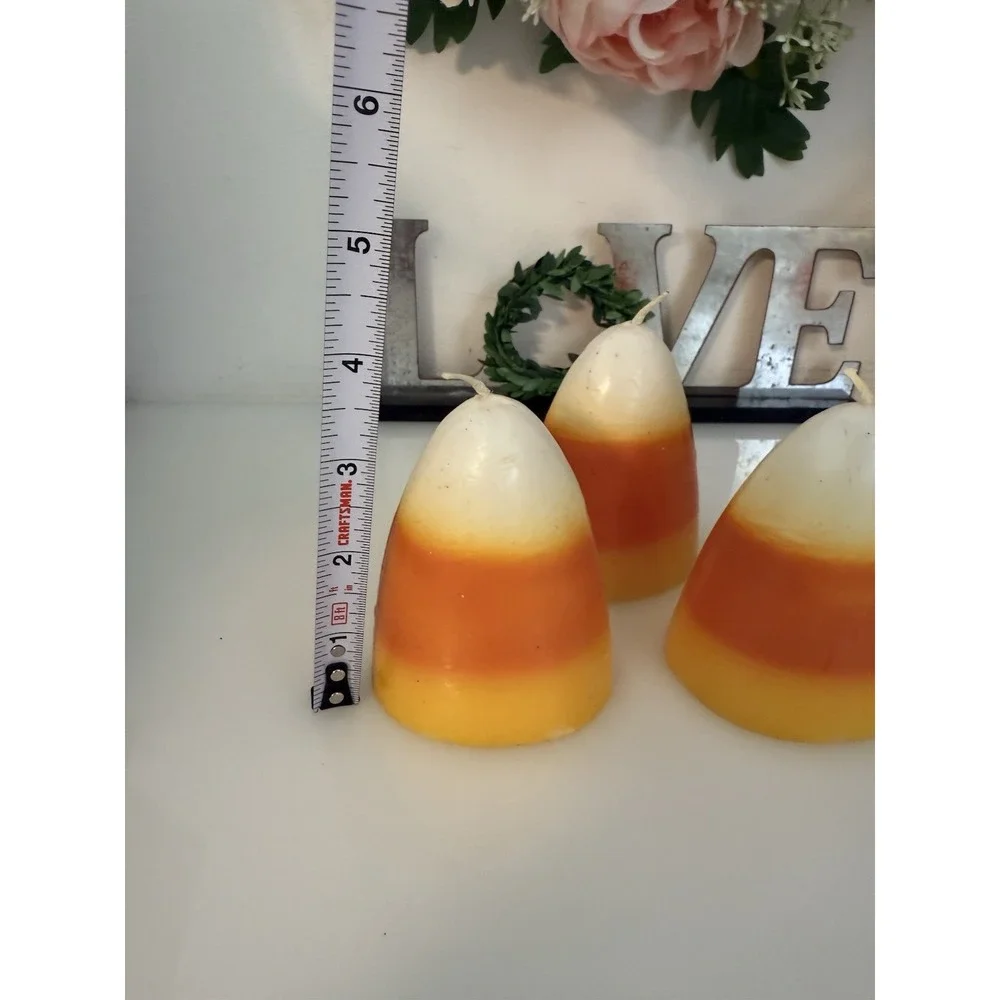Vintage 1980s Halloween Rare Candy Corn Candles Unused Yellow‎ Orange White 4